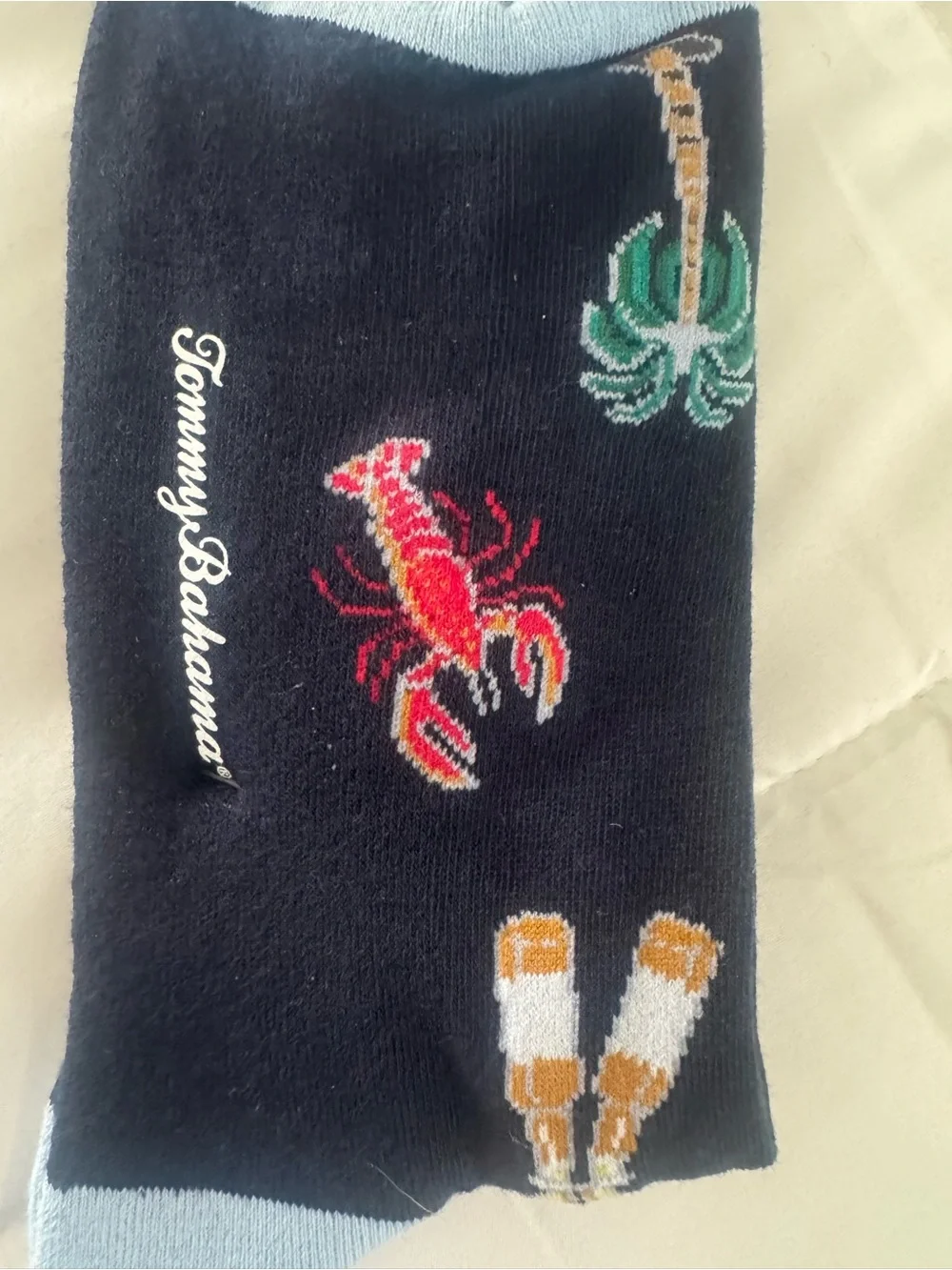 Tommy Bahama Black‎ Casual Socks with Palm Tree, Lobster & Bottle Motifs